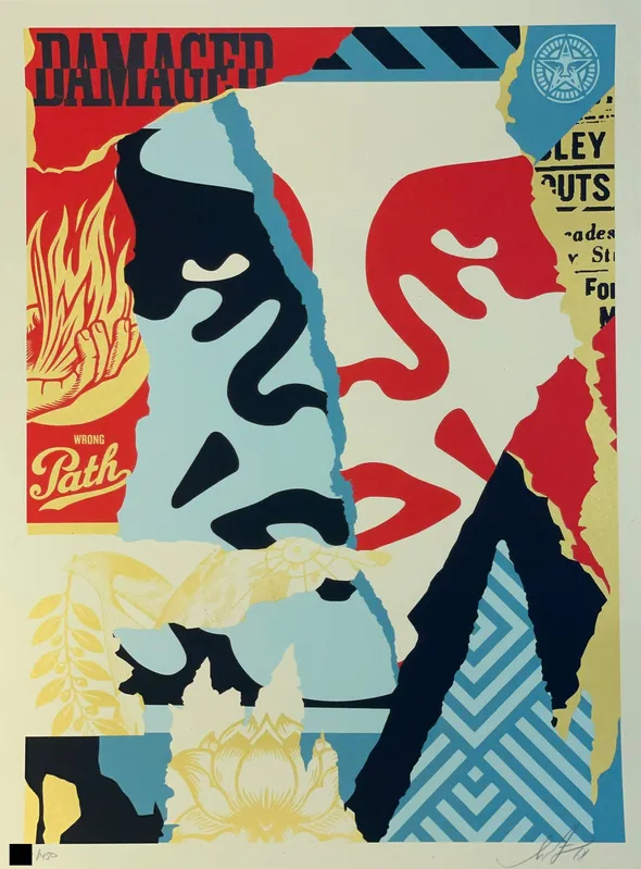 Shepard Fairey, André the Giant Face (OBEY), screenprint. The iconic image that launched Fairey's career as a street artist and became a symbol of his artistic practice. Courtesy Obey Giant.