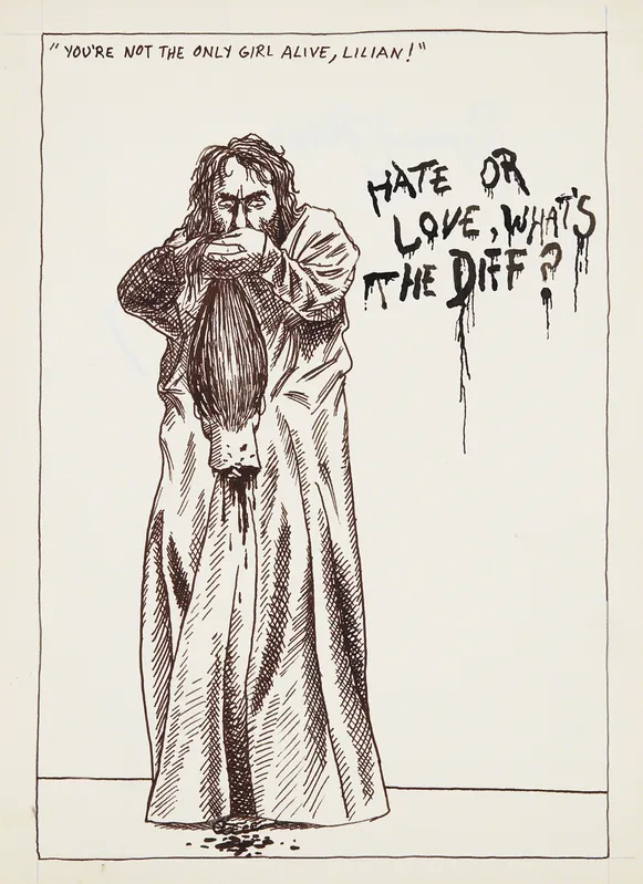 Raymond Pettibon, untitled drawing, ink on paper, 1980s. Courtesy the artist and Regen Projects